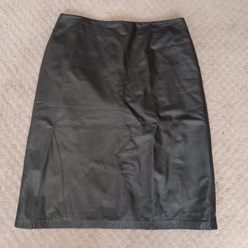 Women's Vintage Y2K H&M/Hennes Black Genuine Leather Pencil Skirt
